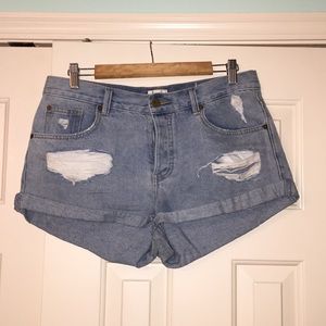 Ripped jean shorts